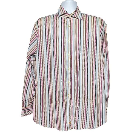 Thomas Dean Men's Button Up Shirt Size XL Multicolor Striped Long Sleeve - Picture 1 of 6